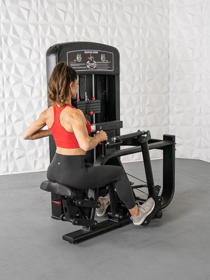 Elite Selectorized Seated Row - Muscle D Fitness - Commercial Adjustable Seated Pin Selectorized Rear Delt Workout - Grit Grind Strength