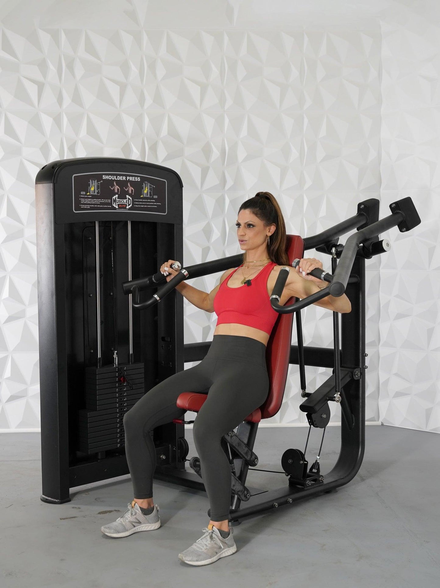 Elite Selectorized Shoulder Press - Muscle D Fitness - Commercial Adjustable Seated Pin Selectorized Shoulder Press Traps Shoulder Workout - Grit Grind Strength