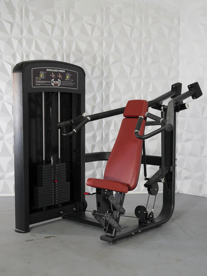 Elite Selectorized Shoulder Press - Muscle D Fitness - Commercial Adjustable Seated Pin Selectorized Shoulder Press Traps Shoulder Workout - Grit Grind Strength