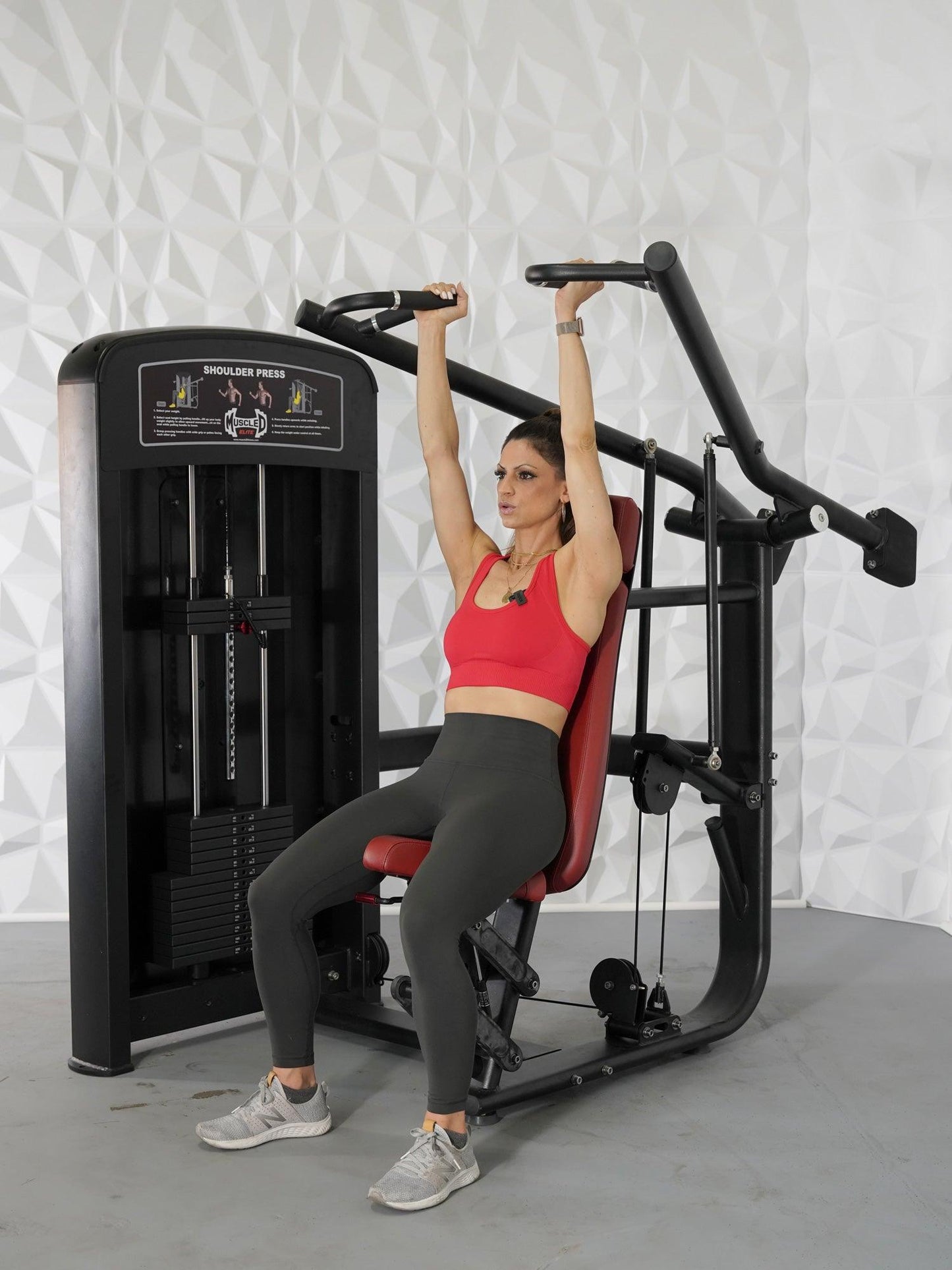 Elite Selectorized Shoulder Press - Muscle D Fitness - Commercial Adjustable Seated Pin Selectorized Shoulder Press Traps Shoulder Workout - Grit Grind Strength