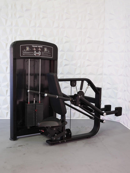 Elite Selectorized Triceps Press - Muscle D Fitness - Commercial Adjustable Seated Pin Selectorized Triceps Press Dip Press - Grit Grind Strength