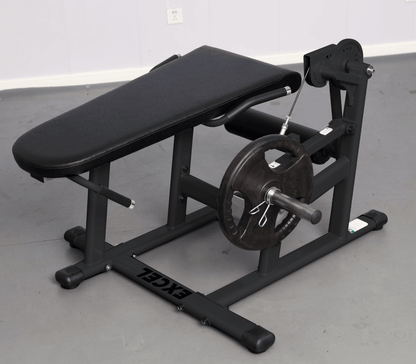 Excel Base Leg Extension / Leg Curl Combo - Muscle D Fitness - Plate Loaded - Silver, Black - Grit Grind Strength