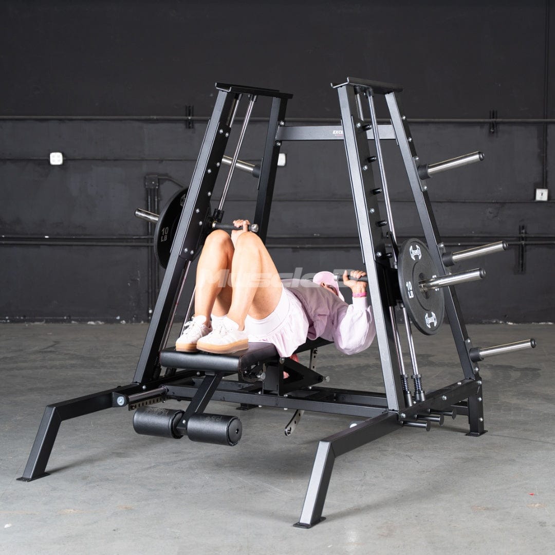 Excel Convergent Bench / Incline / Decline Press Combo - Muscle D Fitness - Plate Load Chest Press - Band Compatible - Grit Grind Strength