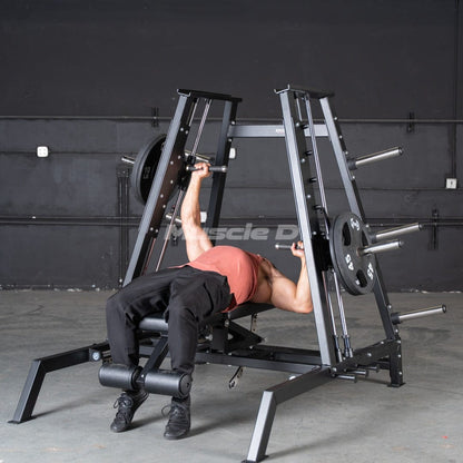 Excel Convergent Bench / Incline / Decline Press Combo - Muscle D Fitness - Plate Load Chest Press - Band Compatible - Grit Grind Strength