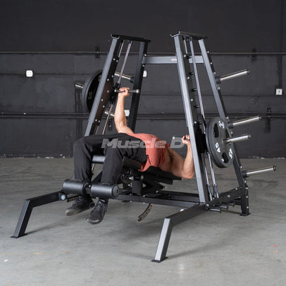 Excel Convergent Bench / Incline / Decline Press Combo - Muscle D Fitness - Plate Load Chest Press - Band Compatible - Grit Grind Strength