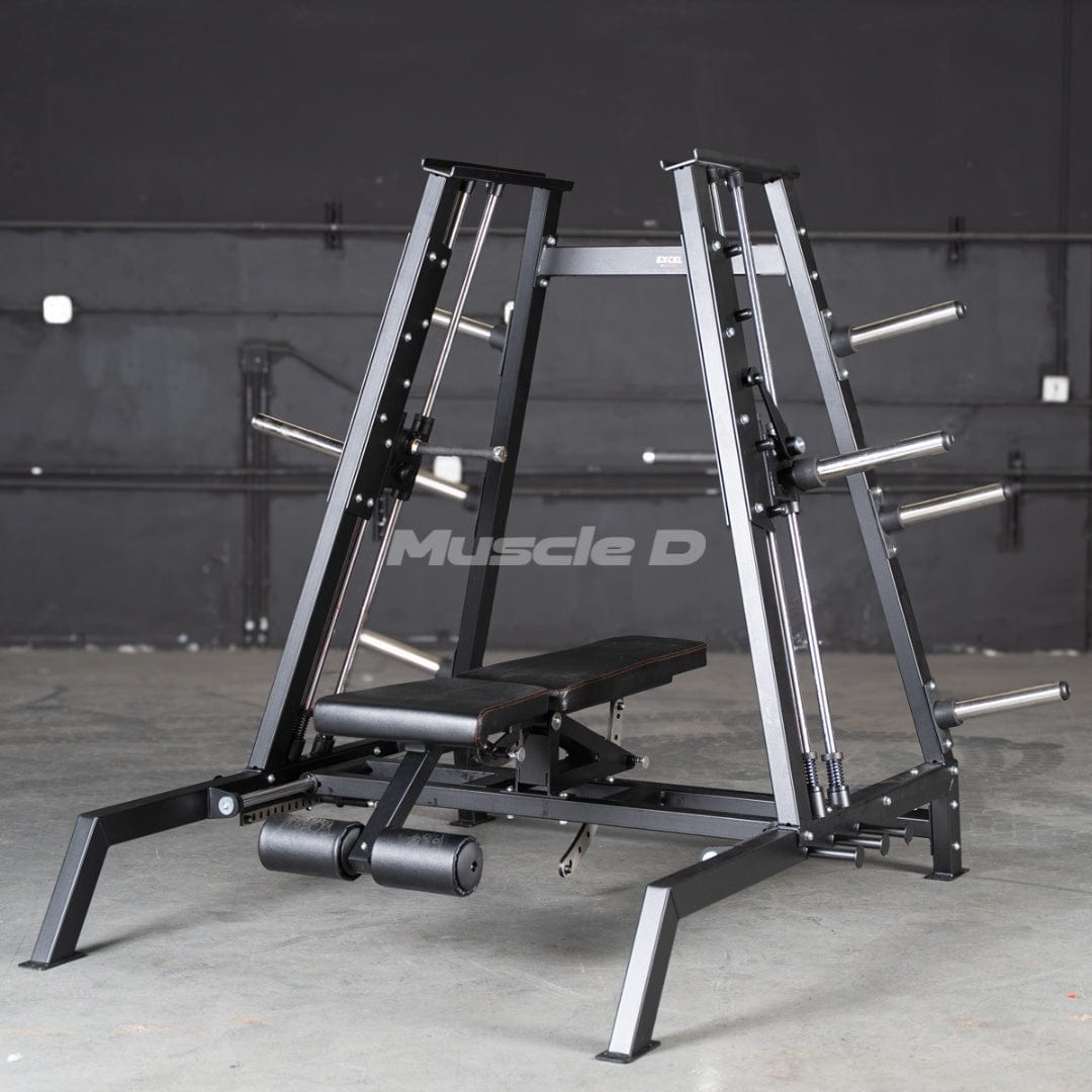 Excel Convergent Bench / Incline / Decline Press Combo - Muscle D Fitness - Plate Load Chest Press - Band Compatible - Grit Grind Strength