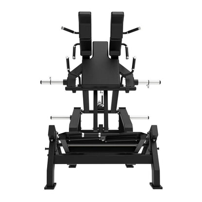 Excel Glute Line Hack Squat / Front Squat - Muscle D Fitness - Plate Load Squat Machine - Counter Balanced - Plate Storage Pegs - Grit Grind Strength