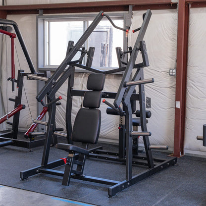 Excel Iso - Lateral Chest/Back Combo - Muscle D Fitness - Plate Loaded - Gas Shock Assisted Seat Adjustment - Grit Grind Strength