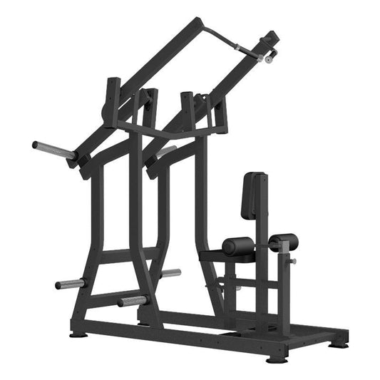 Excel Iso - Lateral Front Lat Pulldown - Muscle D Fitness - Plate Load Lat Machine - Gas Shock Assisted Seat Adjustment - Grit Grind Strength