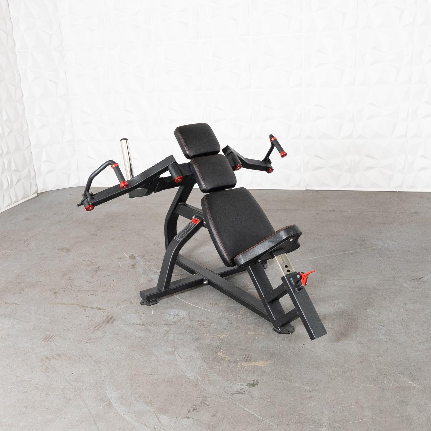 Excel Leverage Incline Pec Fly - Muscle D Fitness - Plate Loaded Chest - Piston Assisted Seat Adjustment - Grit Grind Strength