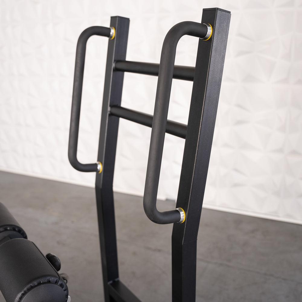 Excel Standing Hip Thrust - Muscle D Fitness - Plate Load Extension - Band Compatible - Adjustable Pads - Grit Grind Strength