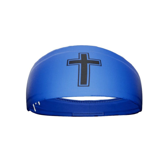 Faith Cross Blue Headband - Grit Grind Strength
