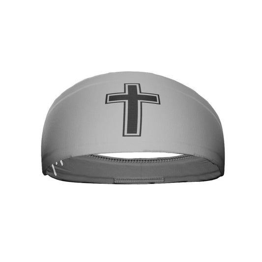 Faith Cross Grey Headband - Grit Grind Strength