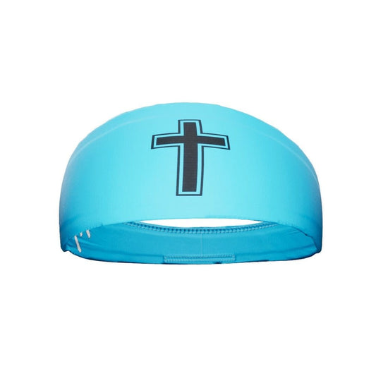Faith Cross Light Blue Headband - Grit Grind Strength