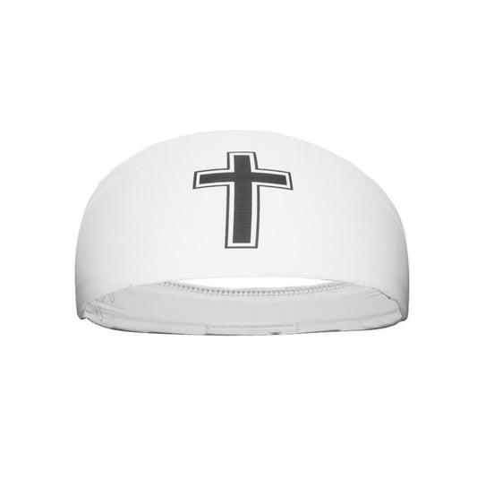 Faith Cross White Headband - Grit Grind Strength