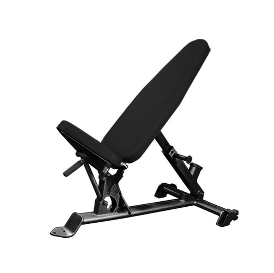 Flat to Incline Bench - Elite Series - Muscle D Fitness - 11 Gauge Steel - Commercial Upholstery - Seat and Back Adjustable - Grit Grind Strength