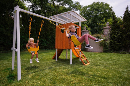 Forest Small Outdoor Toddler Swing Set | Compact Wooden Swing Frame for Babies & Kids - Grit Grind Strength