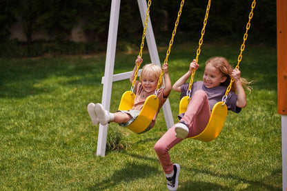 Forest Small Outdoor Toddler Swing Set | Compact Wooden Swing Frame for Babies & Kids - Grit Grind Strength