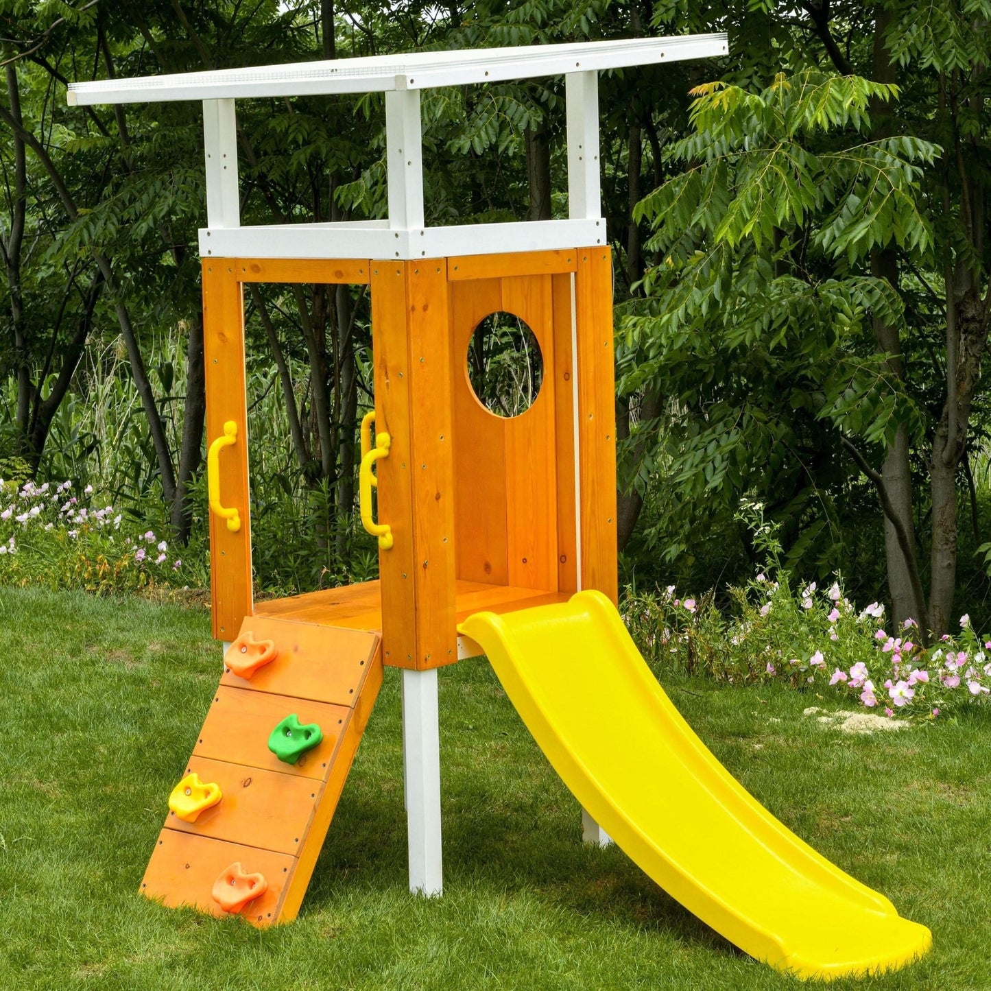 Forest Small Outdoor Toddler Swing Set | Compact Wooden Swing Frame for Babies & Kids - Grit Grind Strength