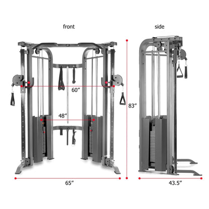 Functional Trainer Cable Machine with 200 lb Weight Stacks and Adjustable Weight Bench - Grit Grind Strength