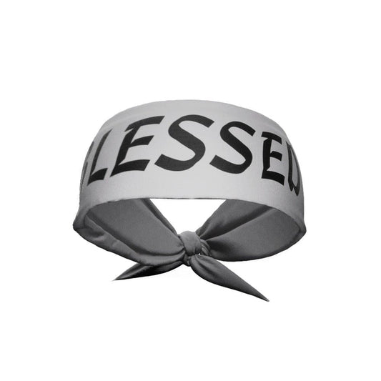 Grey BLESSED Tie Headband - Grit Grind Strength