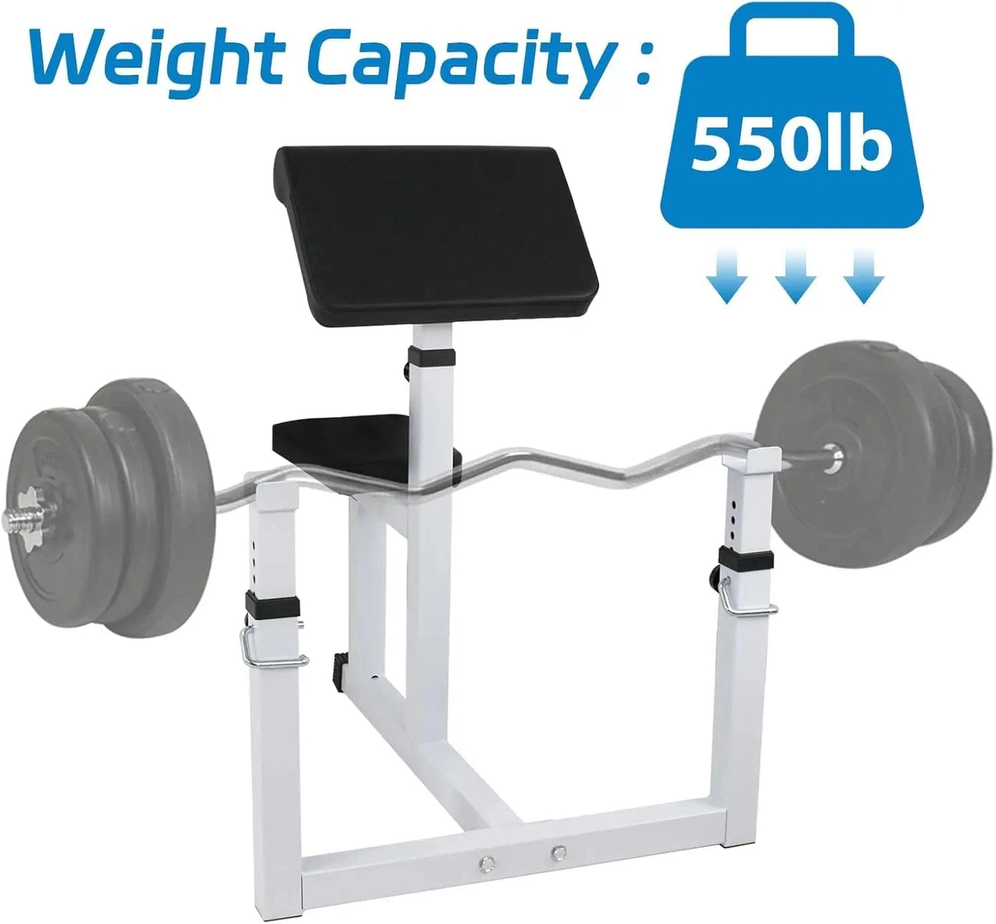 Grit Grind Strength Exercise Benches Black / United States Preacher Curl Weight Bench Adjustable for Arm Curling Strength Training Isolated Barbell Dumbbell Bicep Tricep Muscle Seated Ben
