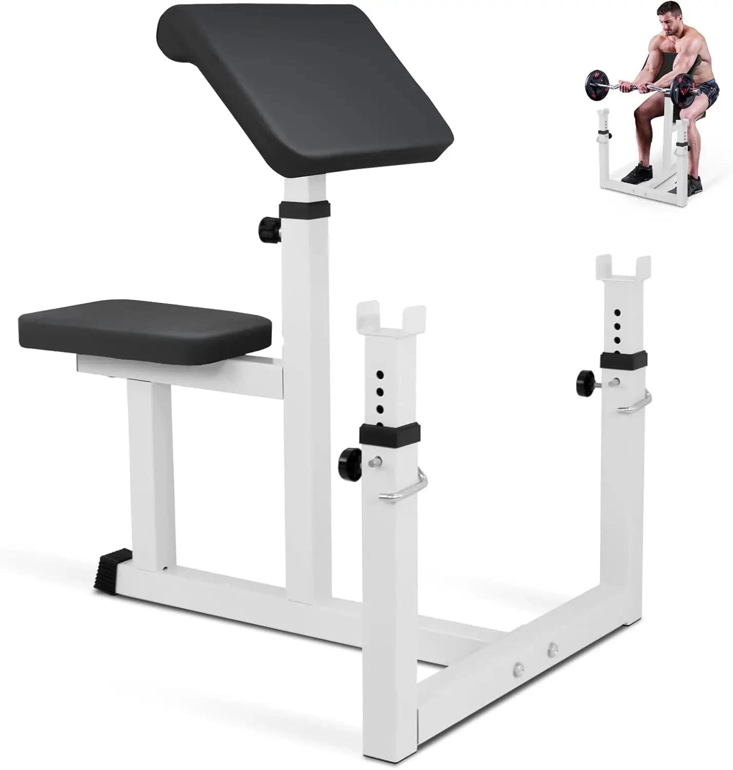 Grit Grind Strength Exercise Benches Black / United States Preacher Curl Weight Bench Adjustable for Arm Curling Strength Training Isolated Barbell Dumbbell Bicep Tricep Muscle Seated Ben