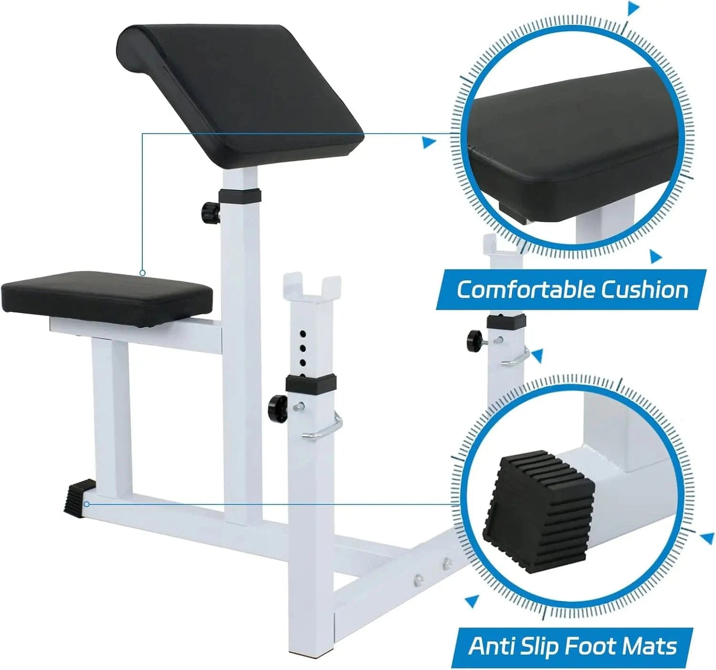 Grit Grind Strength Exercise Benches Black / United States Preacher Curl Weight Bench Adjustable for Arm Curling Strength Training Isolated Barbell Dumbbell Bicep Tricep Muscle Seated Ben