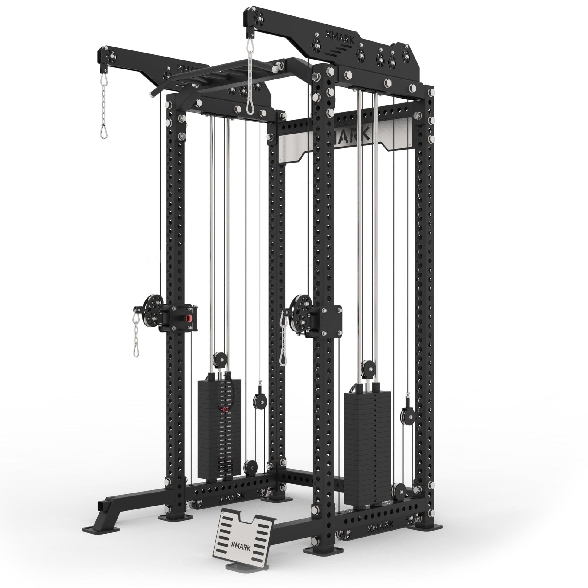 Half Rack Functional Trainer Smith Machine with Lat Pulldown and Low Row - Grit Grind Strength