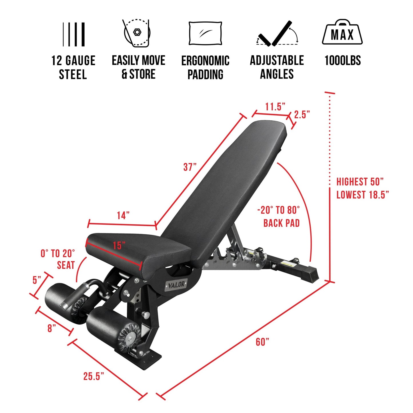 Heavy Duty Flat - Incline - Decline Weight Bench - Grit Grind Strength