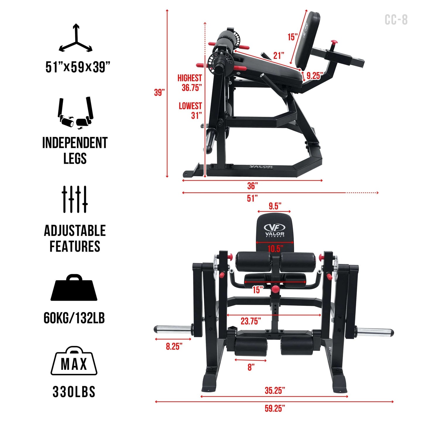 Heavy Duty Isolated Leg Extension - Curl Machine - Grit Grind Strength