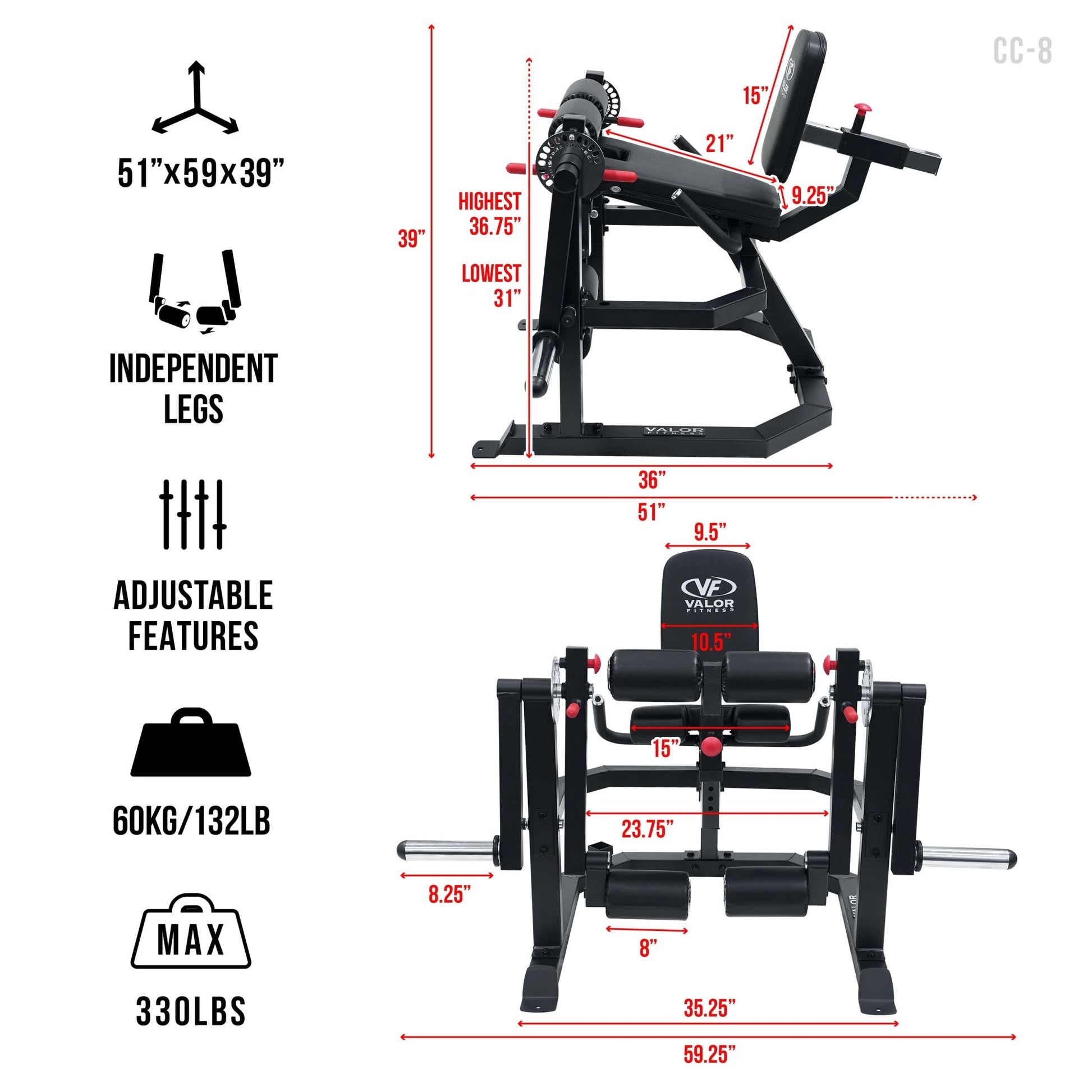 Heavy Duty Isolated Leg Extension - Curl Machine - Grit Grind Strength