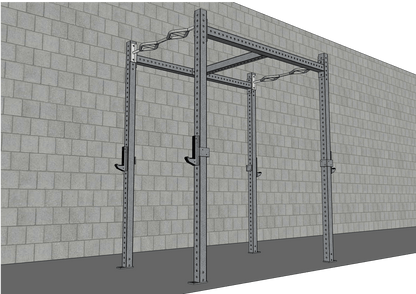 Kit TGrip Commercial 4' Wide Rig - 3x3 Steel - Functional Multi - Grip Pull - Up - Sandwich Style J - Hooks - Grit Grind Strength