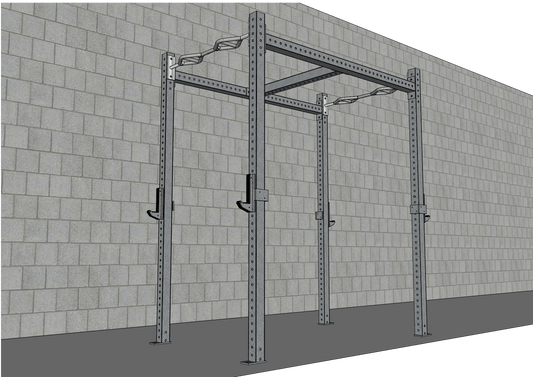 Kit TGrip Commercial 4' Wide Rig - 3x3 Steel - Functional Multi - Grip Pull - Up - Sandwich Style J - Hooks - Grit Grind Strength