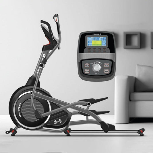 Light Commercial Elliptical Trainer - Muscle D Fitness - LED Display - Upper and Lower Body Movement - Heart Rate Monitor - Grit Grind Strength