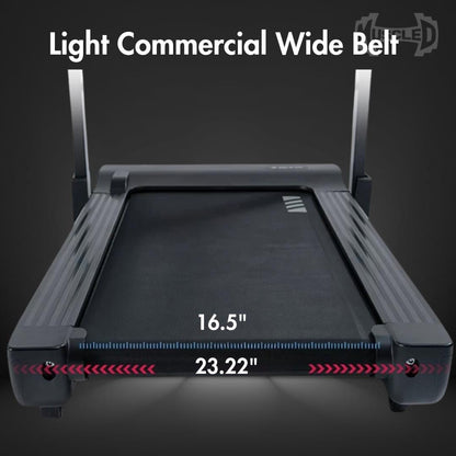 Light Commercial Folding Treadmill - Muscle D Fitness - LED Display - Heart Rate Monitor - Safety Clip - Grit Grind Strength