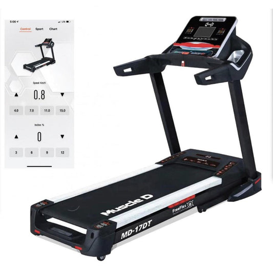 Light Commercial Treadmill - Muscle D Fitness - LED Display - Heart Rate Monitor - Cup Holder - Adjustable Speed and Incline - Grit Grind Strength