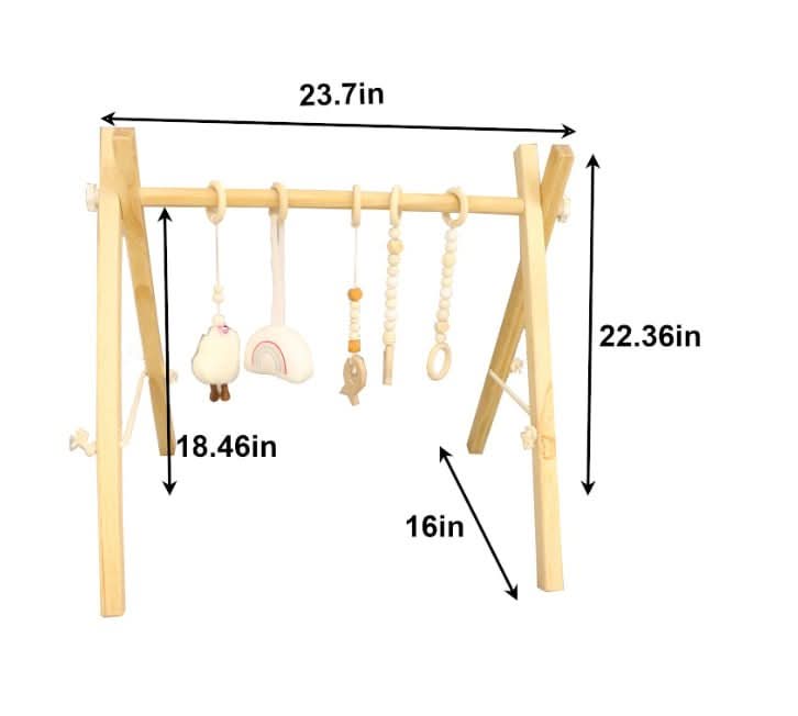 Lilac Wooden Baby Gym | Montessori Infant Play Gym with Hanging Toys - Grit Grind Strength