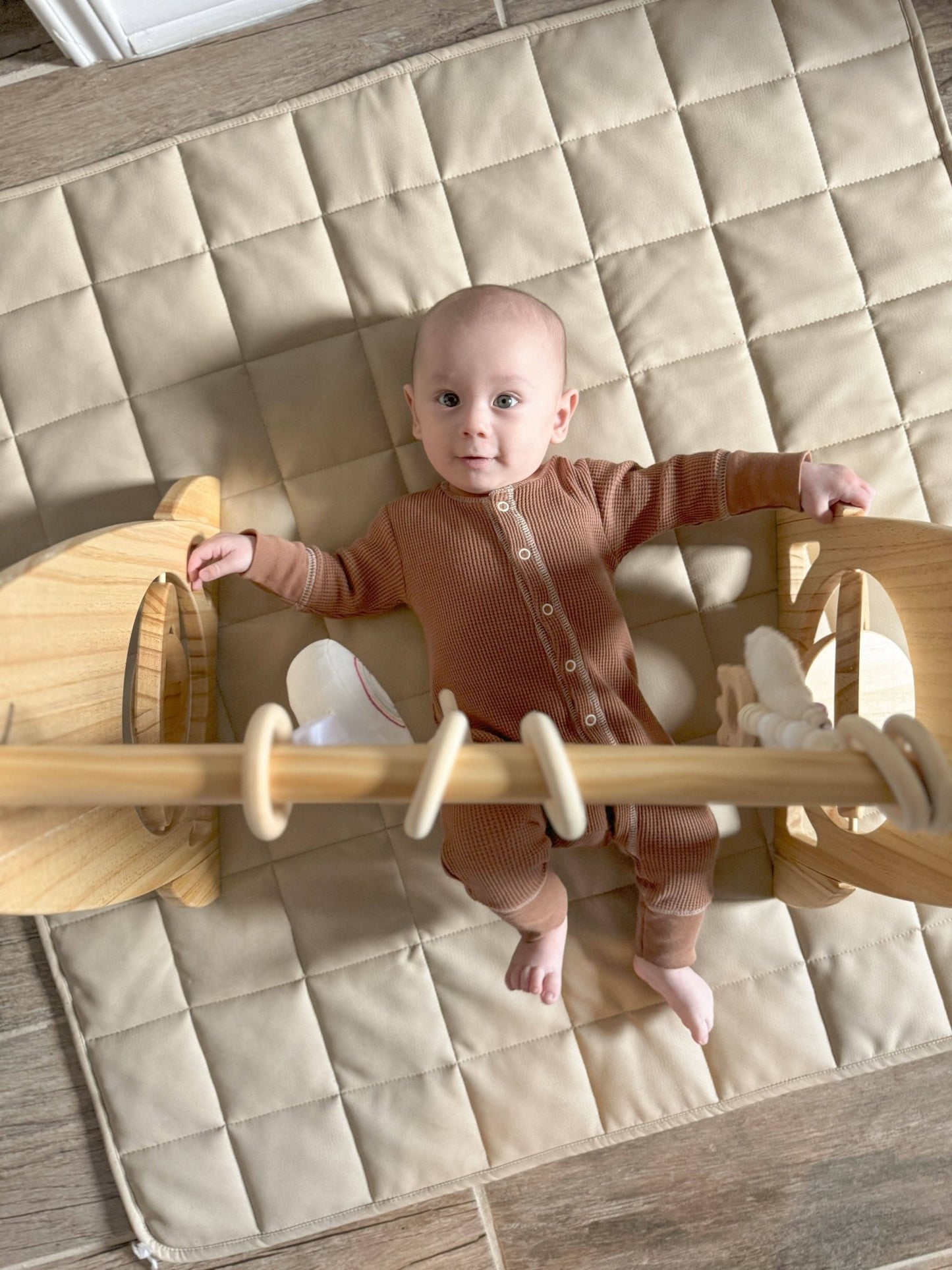 Lilac Wooden Baby Gym | Montessori Infant Play Gym with Hanging Toys - Grit Grind Strength