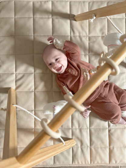 Lilac Wooden Baby Gym | Montessori Infant Play Gym with Hanging Toys - Grit Grind Strength