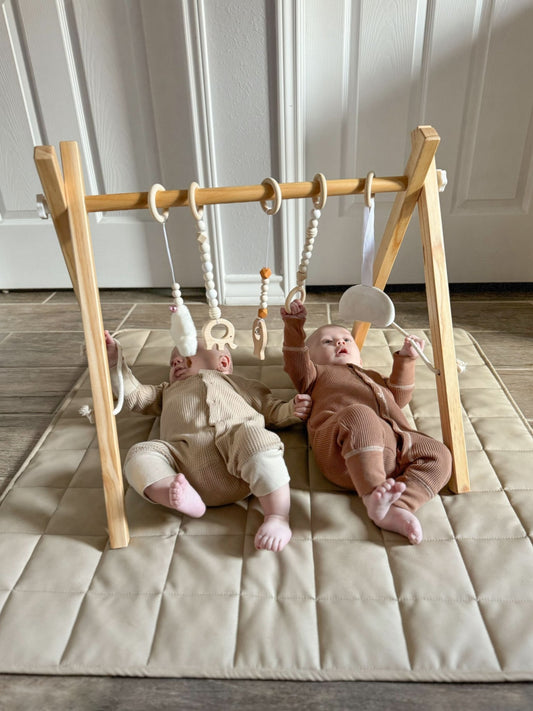 Lilac Wooden Baby Gym | Montessori Infant Play Gym with Hanging Toys - Grit Grind Strength