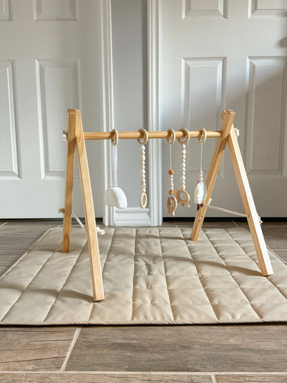 Lilac Wooden Baby Gym | Montessori Infant Play Gym with Hanging Toys - Grit Grind Strength
