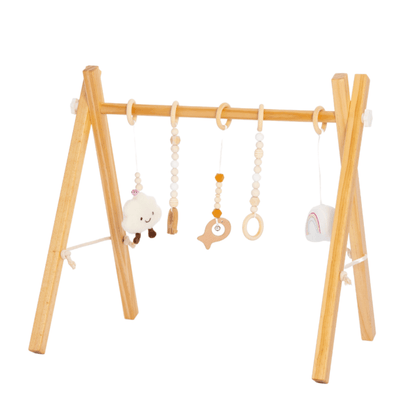 Lilac Wooden Baby Gym | Montessori Infant Play Gym with Hanging Toys - Grit Grind Strength