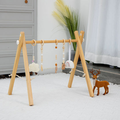 Lilac Wooden Baby Gym | Montessori Infant Play Gym with Hanging Toys - Grit Grind Strength