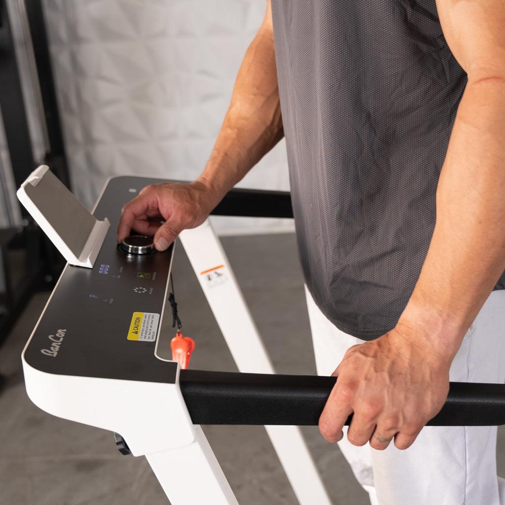 Low Profile Treadmill - Muscle D Fitness - LED Display - Heart Rate Monitor - Flex Deck for Low Impact - Adjustable Speed - Phone / Tablet Holder - Grit Grind Strength