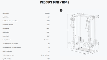 Major Fitness Lightning F35 Pro Wall Mounted Folding Power Rack All-In-One Home Gym