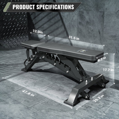 Major Fitness PLT01 Adjustable Bench | 1300 lb Capacity Weight Bench - Grit Grind Strength