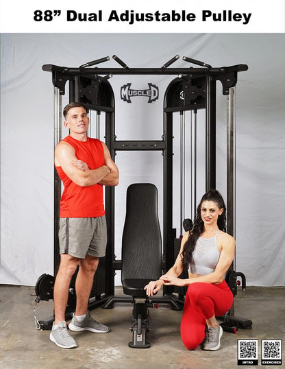 Megatron Dual Adjustable Pulley (88" & 95" height) - Muscle D Fitness - Functional Pull - Up Bar - Adjustable Height - Grit Grind Strength