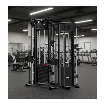 Megatron Dual Adjustable Pulley / Smith Combo - Muscle D Fitness - Selectorized Weight Adjustment - Functional Pull - Up Bar - Dual Station - Grit Grind Strength