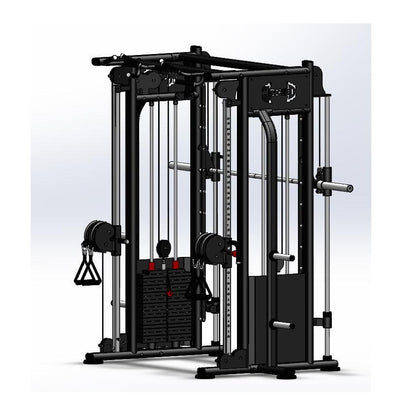 Megatron Dual Adjustable Pulley / Smith Combo - Muscle D Fitness - Selectorized Weight Adjustment - Functional Pull - Up Bar - Dual Station - Grit Grind Strength